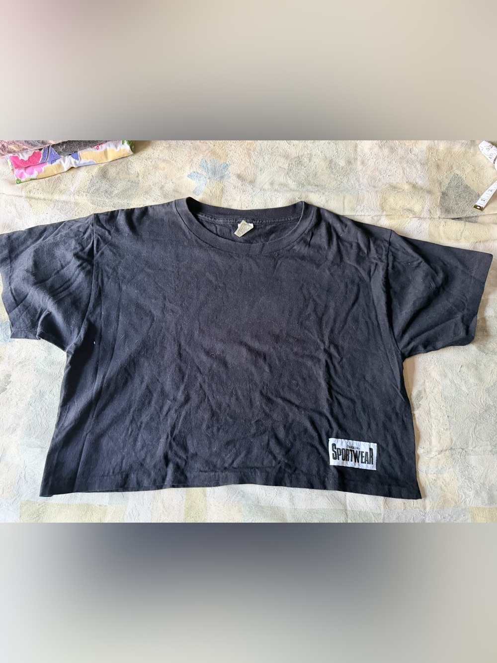 Vintage Women’s Danskin Navy Blue Short Sleeve Cotton Crop Tee OS